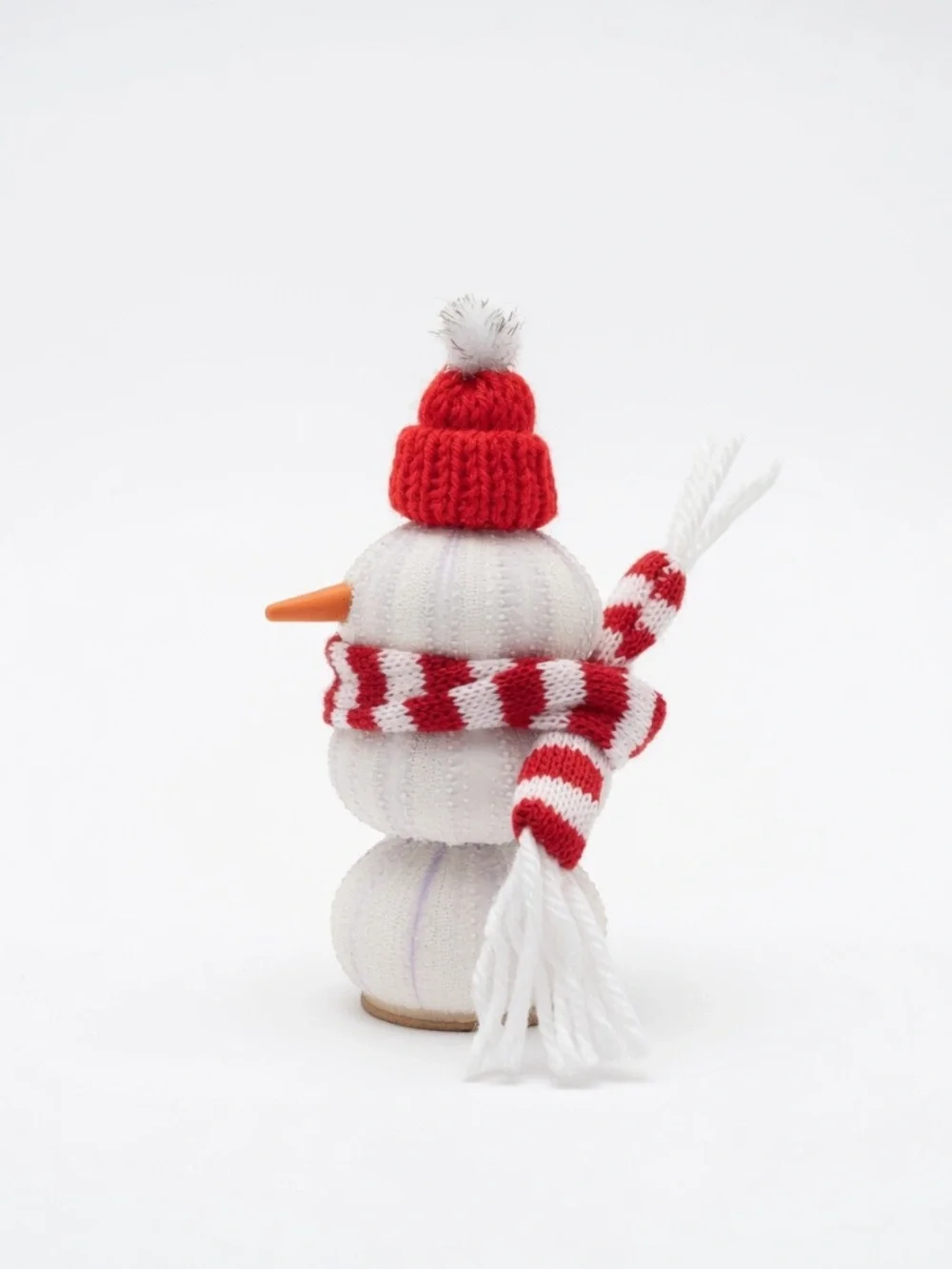 Natural sea urchin  Snowman Figure with Red Hat & Striped Scarf handmade